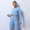 Custom 2021 Seamless Back Hollow Eco Friendly Yoga Wear Private Label Fitness Yoga Suit Set